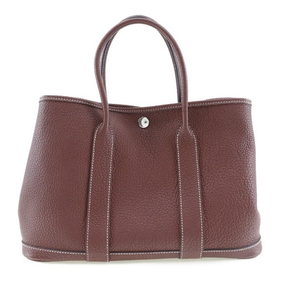 HERMES Garden party TPM Handbag Rouge ash wine-red/SilverHardware Country ... - Picture 1 of 6